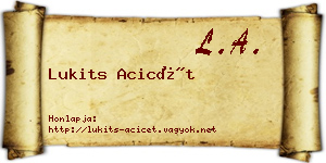 Lukits Acicét névjegykártya